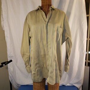 Geoffrey Beene Men's Long Sleeve Dress Shirt in Gold Sateen - XL (17.5 32/33)